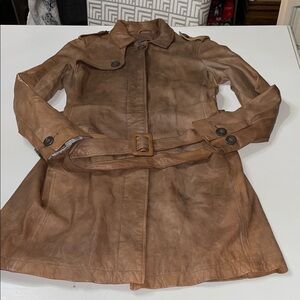 Vintage Gap 100% leather trench coat with belt XS